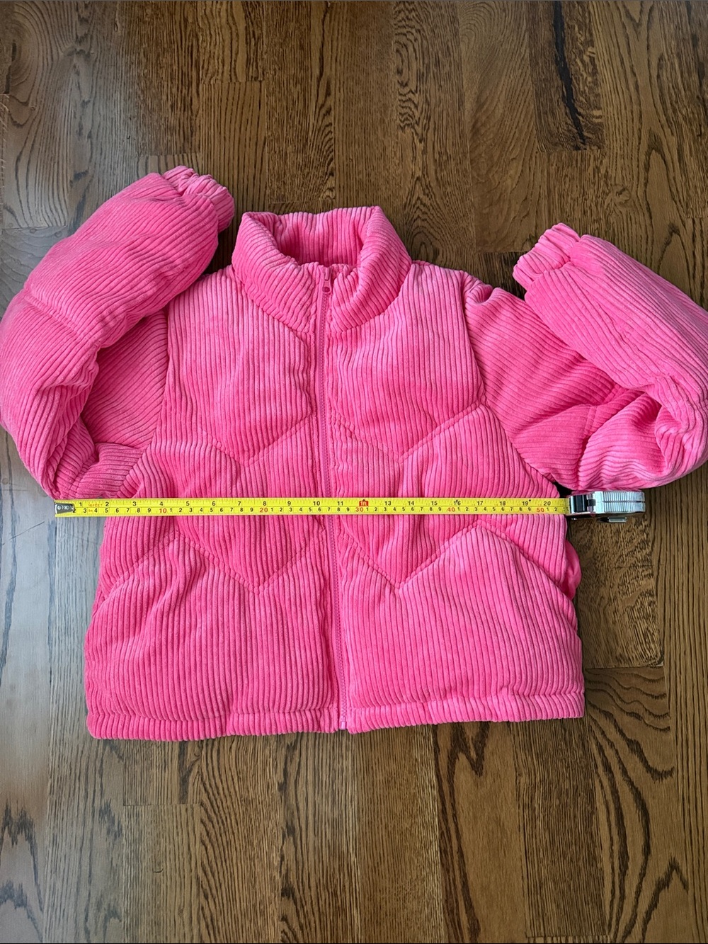 New In pink corduroy puffer coat medium - Picture 10 of 14